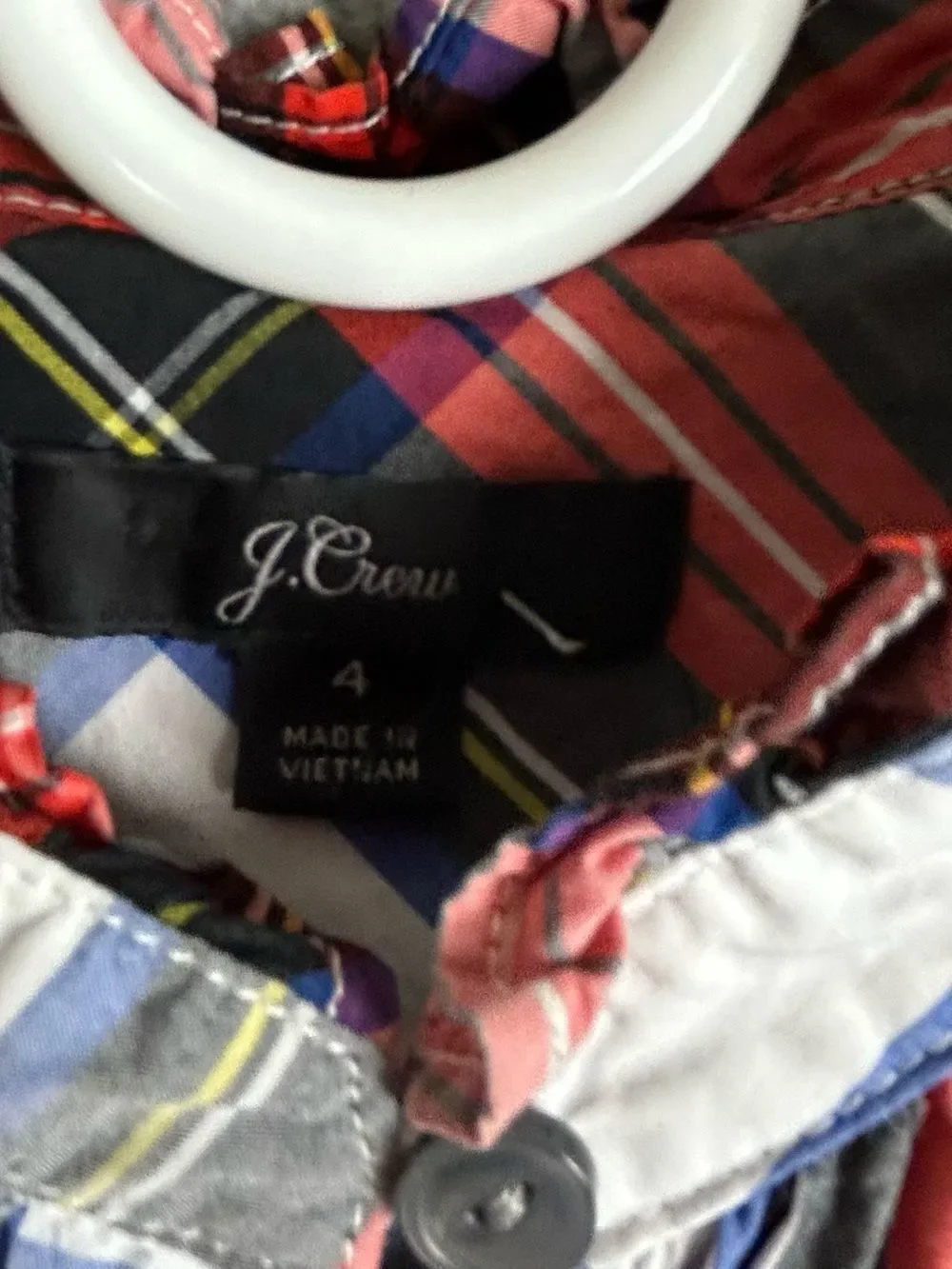 J. Crew women’s Red Navy White Plaid Ruffle Neck Sleeveless Top size 4